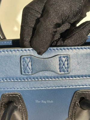 Celine Ocean Blue Black Smooth Calfskin Nano Luggage Tote