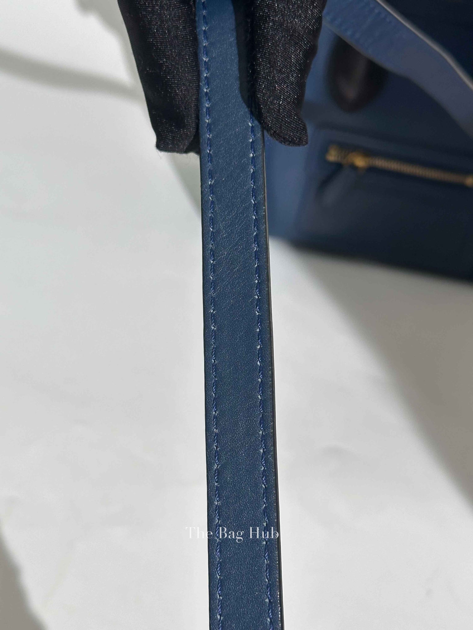 Celine Ocean Blue Black Smooth Calfskin Nano Luggage Tote