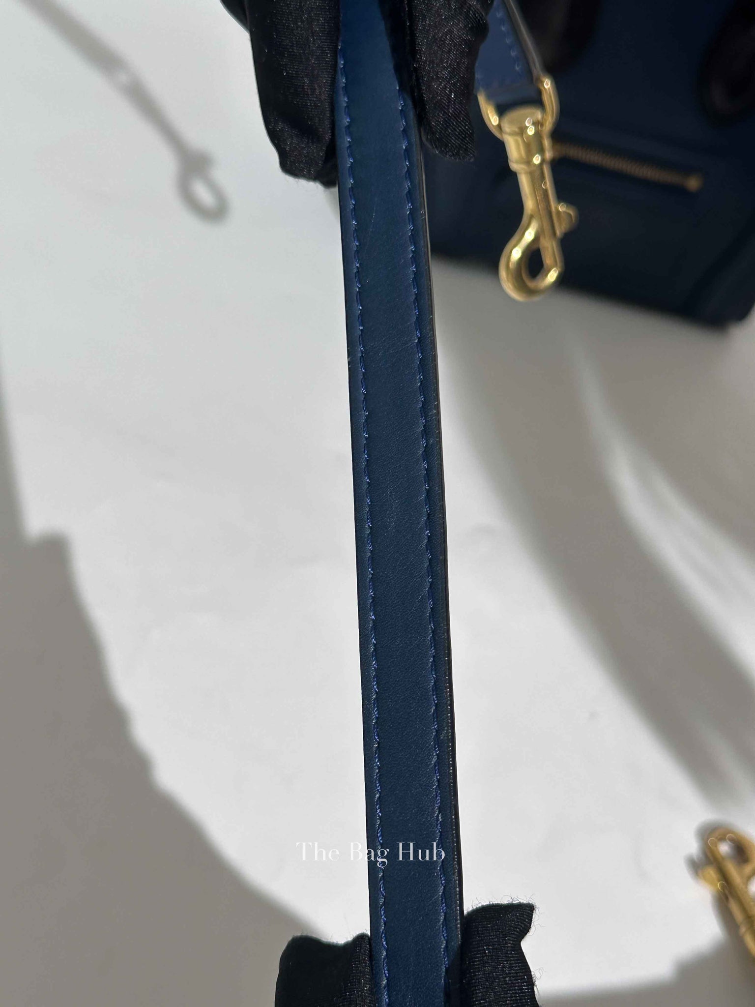 Celine Ocean Blue Black Smooth Calfskin Nano Luggage Tote