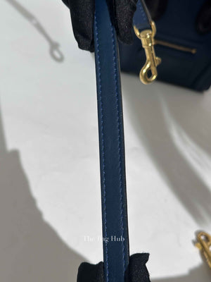 Celine Ocean Blue Black Smooth Calfskin Nano Luggage Tote