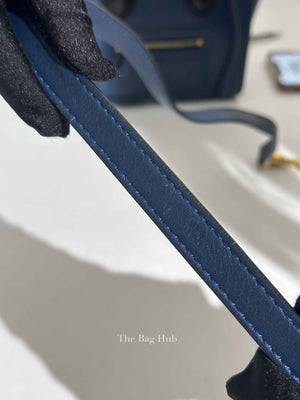 Celine Ocean Blue Black Smooth Calfskin Nano Luggage Tote