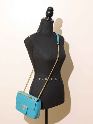 Prada Turchese Saffiano Leather Flap Crossbody Bag 1BD193