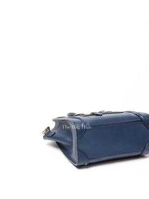 Celine Ocean Blue Black Smooth Calfskin Nano Luggage Tote