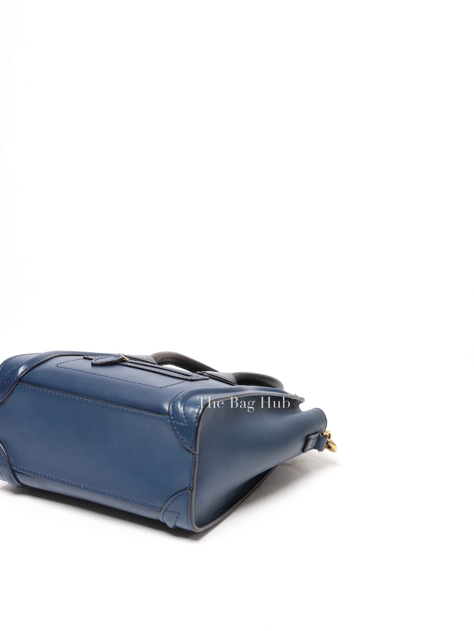 Celine Ocean Blue Black Smooth Calfskin Nano Luggage Tote