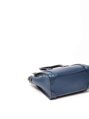 Celine Ocean Blue Black Smooth Calfskin Nano Luggage Tote