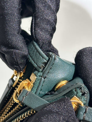 Celine Dark Green Leather Trio Crossbody Bag