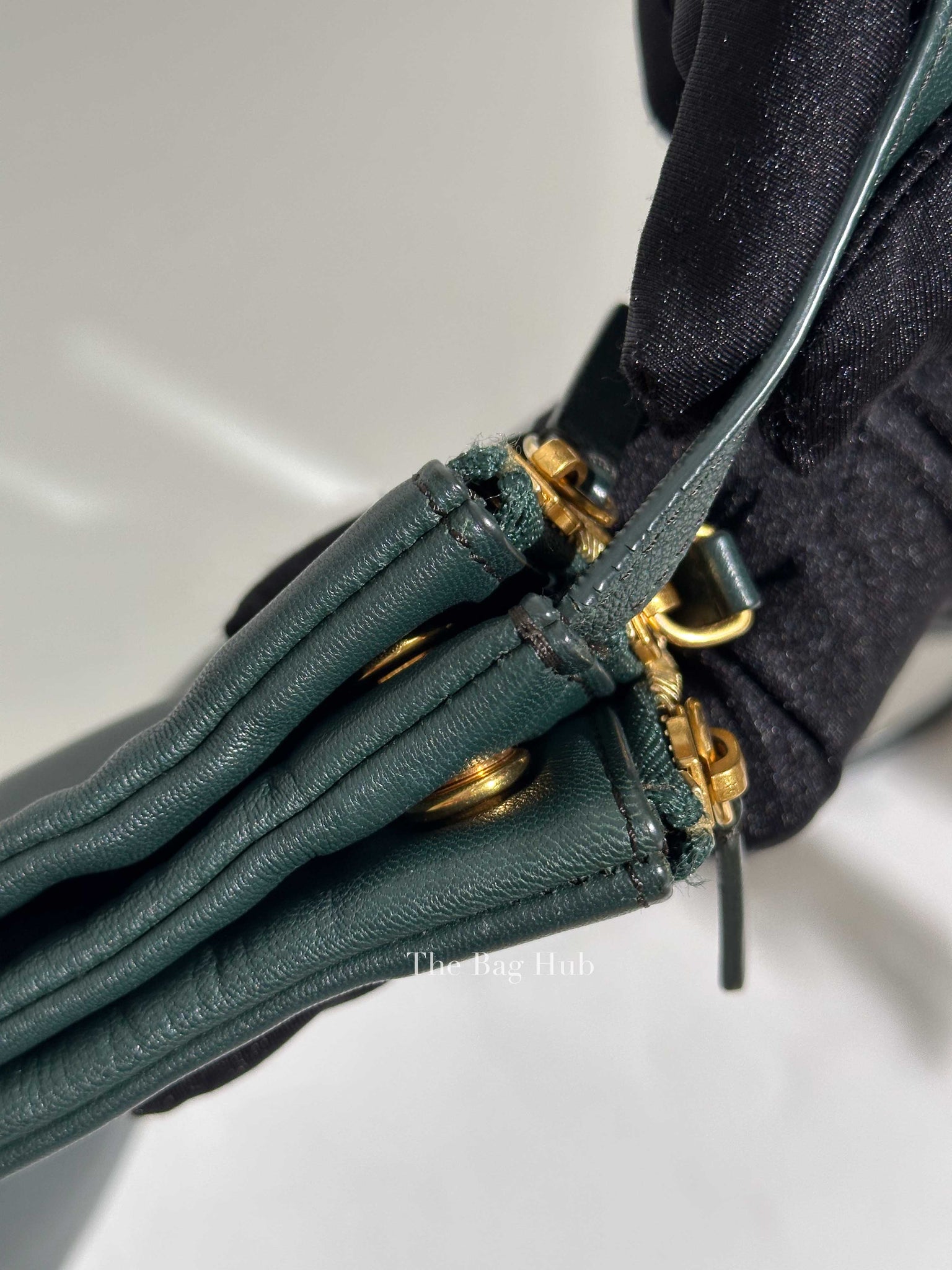 Celine Dark Green Leather Trio Crossbody Bag