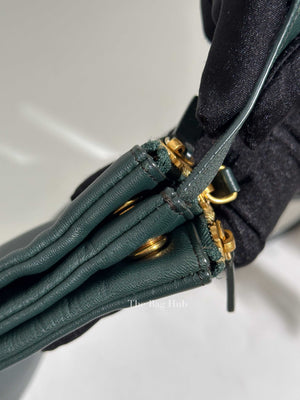 Celine Dark Green Leather Trio Crossbody Bag