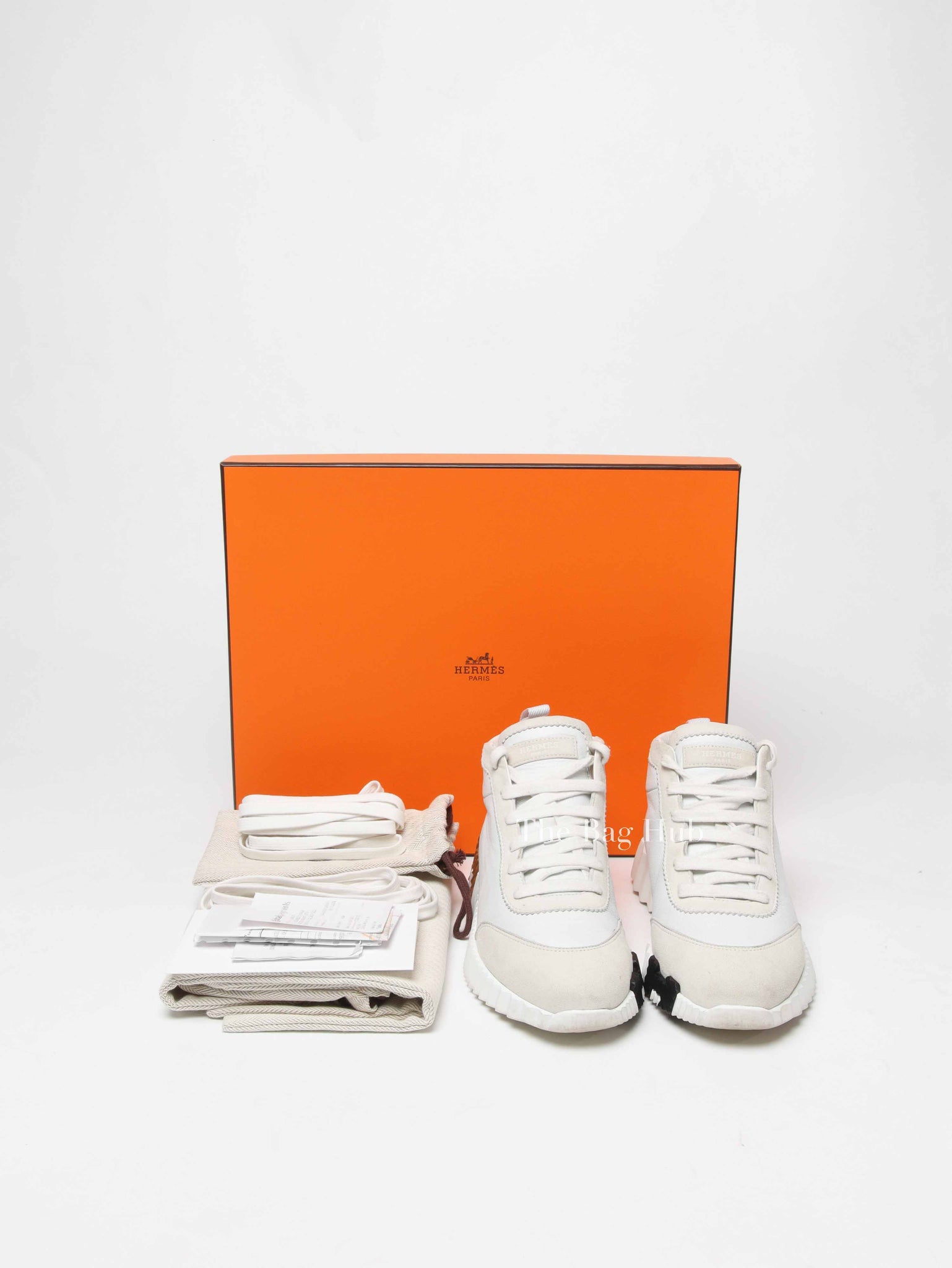 Hermes Blanc Leather Hip Hop Top High Sneakers Size 36