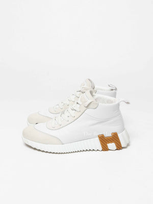 Hermes Blanc Leather Hip Hop Top High Sneakers Size 36