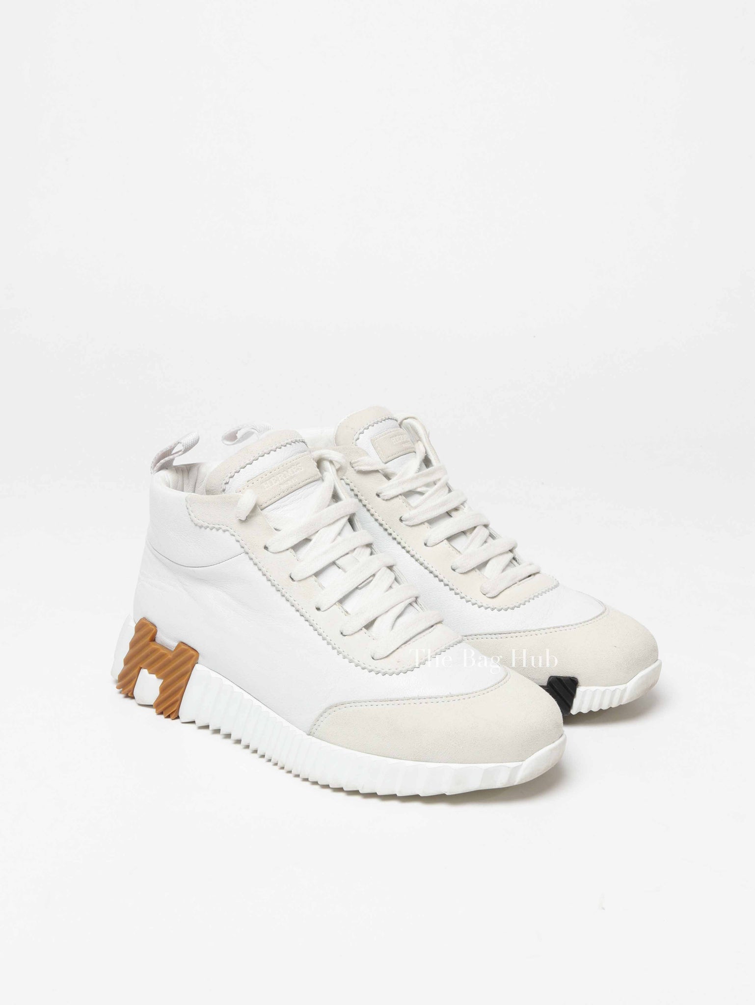 Hermes Blanc Leather Hip Hop Top High Sneakers Size 36