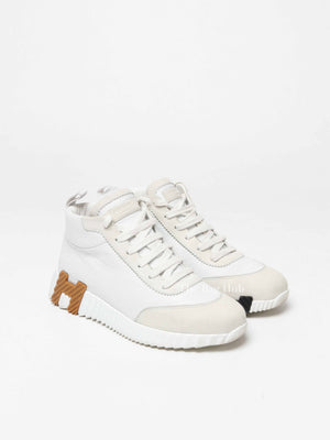 Hermes Blanc Leather Hip Hop Top High Sneakers Size 36