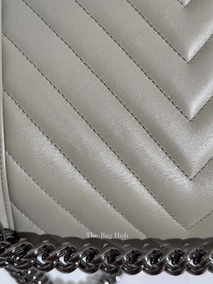 Chanel Khaki Green Chevron Leather Quilted Medium Boy Flap Bag