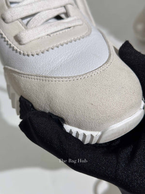 Hermes Blanc Leather Hip Hop Top High Sneakers Size 36