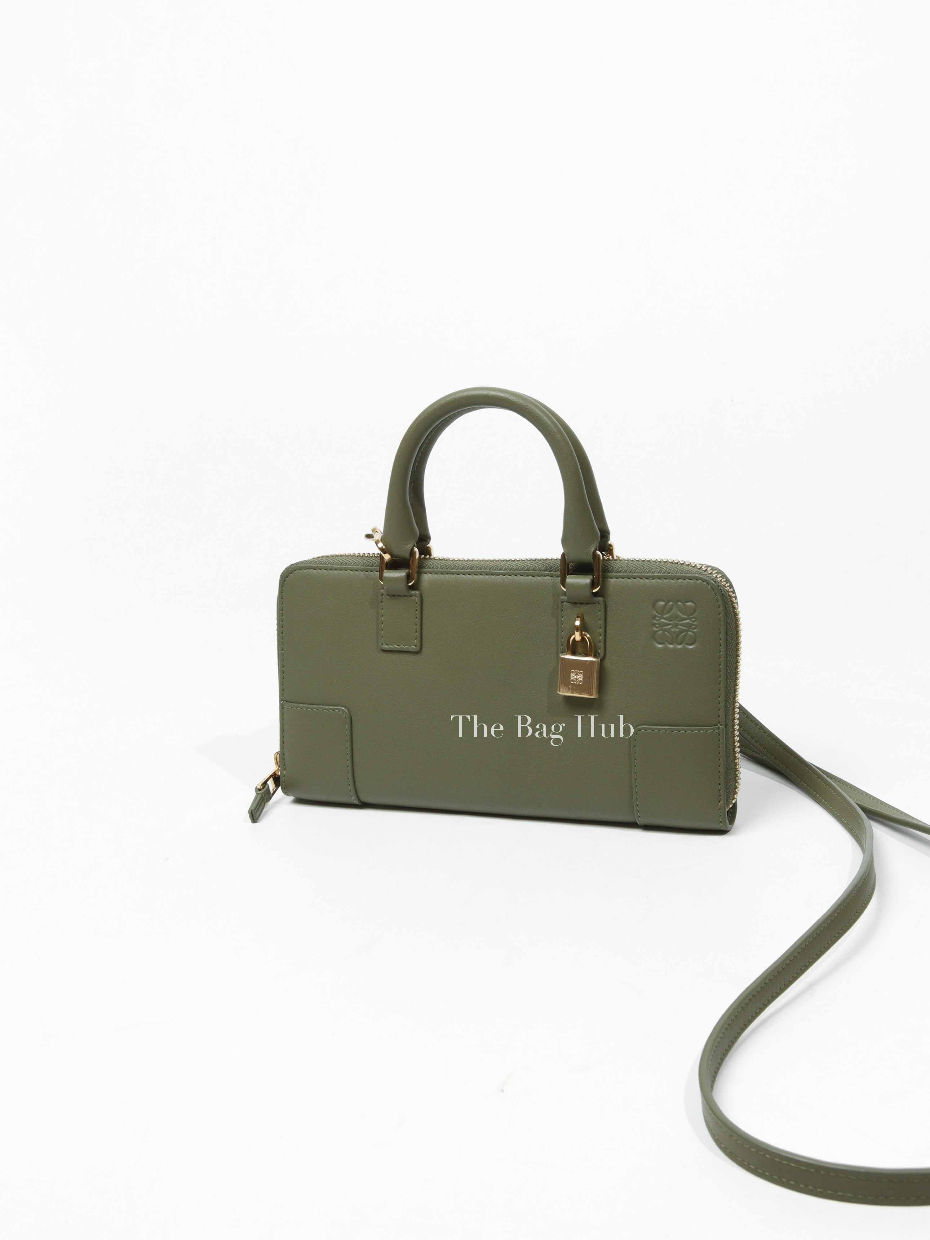 Loewe Green Avocado Calfskin Leather Amazona Pouch | Designer