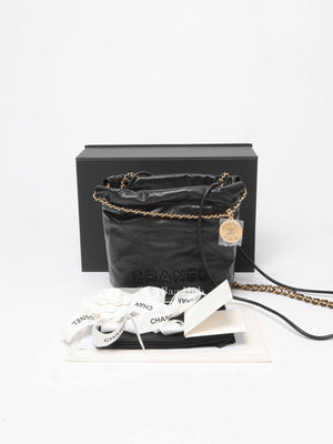 Chanel Black Caviar Leather C22 Mini Handbag