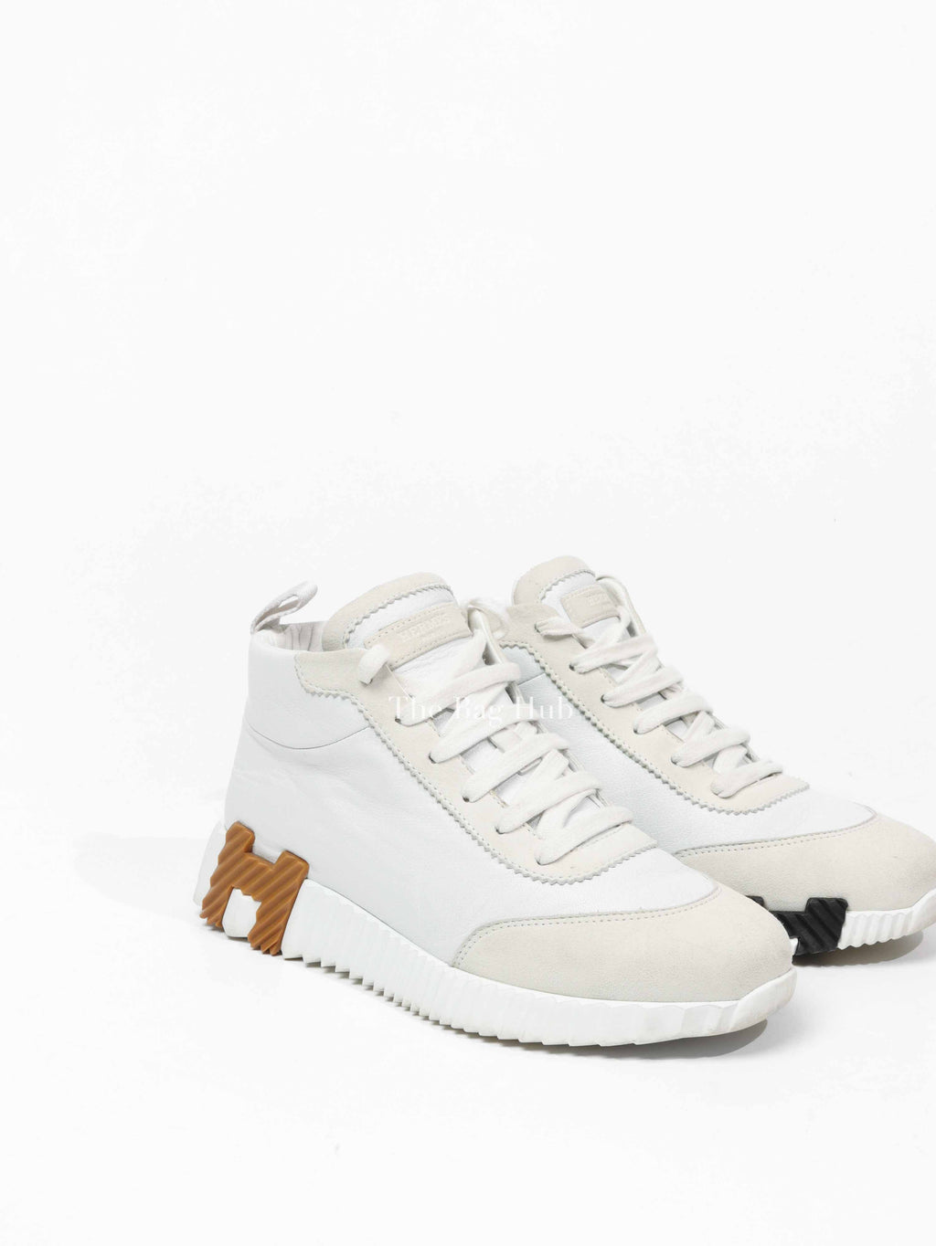 Hermes Blanc Leather Hip Hop Top High Sneakers Size 36