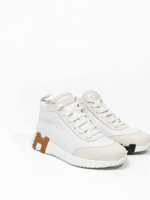 Hermes Blanc Leather Hip Hop Top High Sneakers Size 36