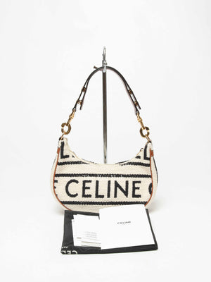 Celine White Black Textile Medium Ava Shoulder Bag