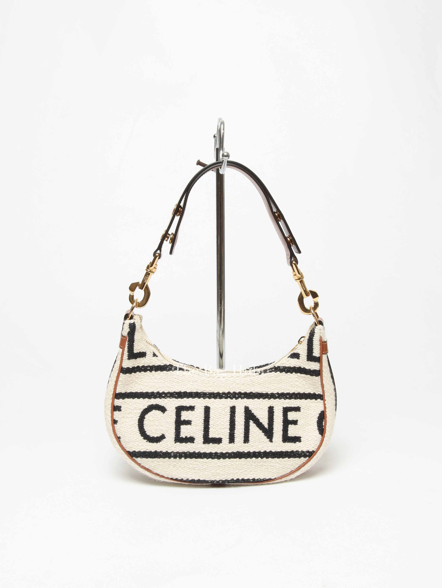 Celine White Black Textile Medium Ava Shoulder Bag