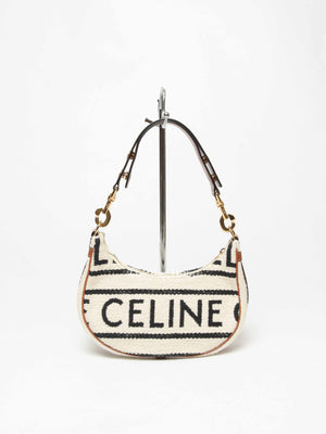 Celine White Black Textile Medium Ava Shoulder Bag
