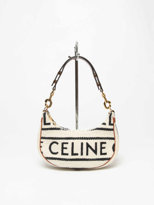 Celine White Black Textile Medium Ava Shoulder Bag