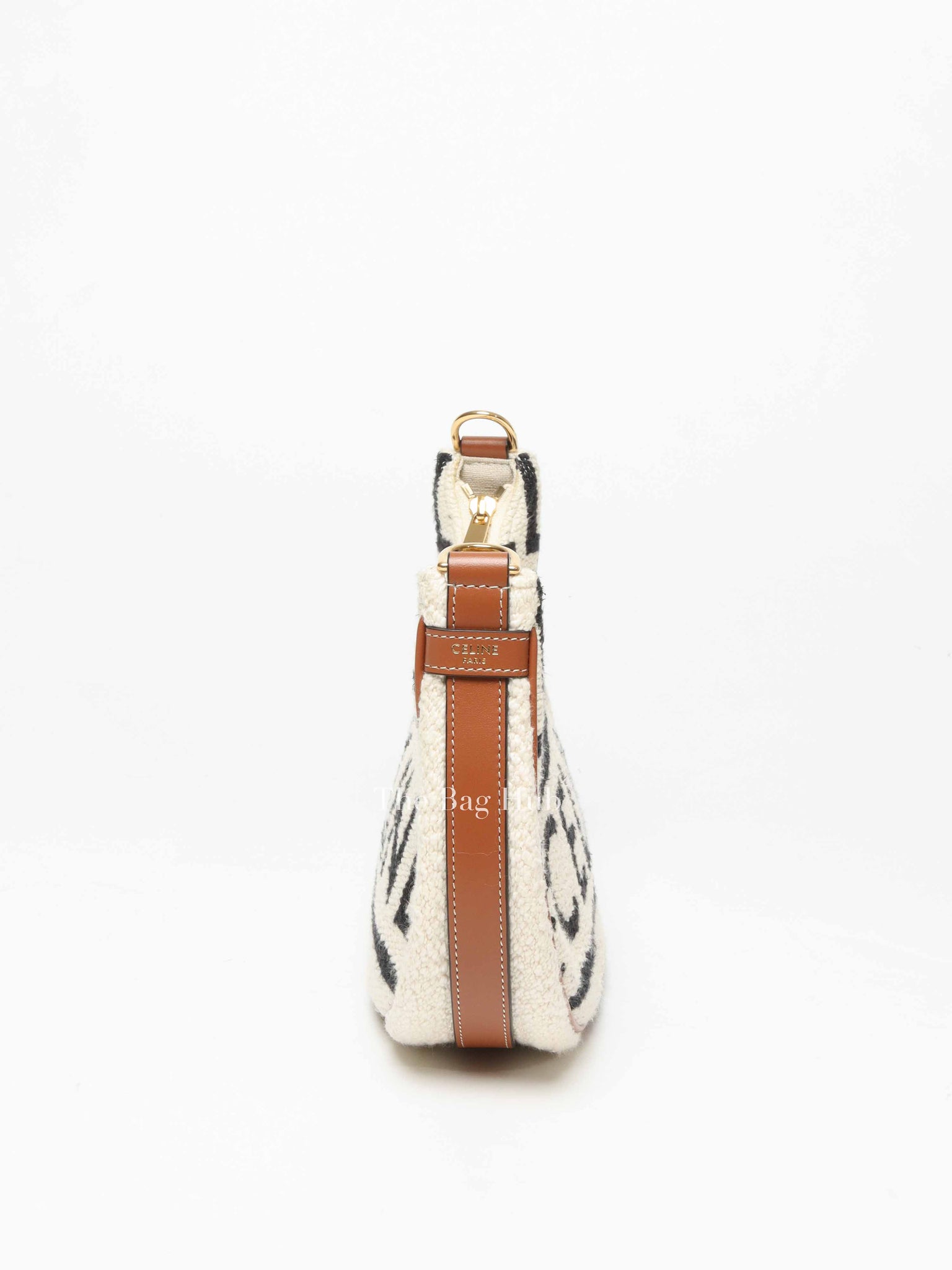 Celine White Black Textile Medium Ava Shoulder Bag
