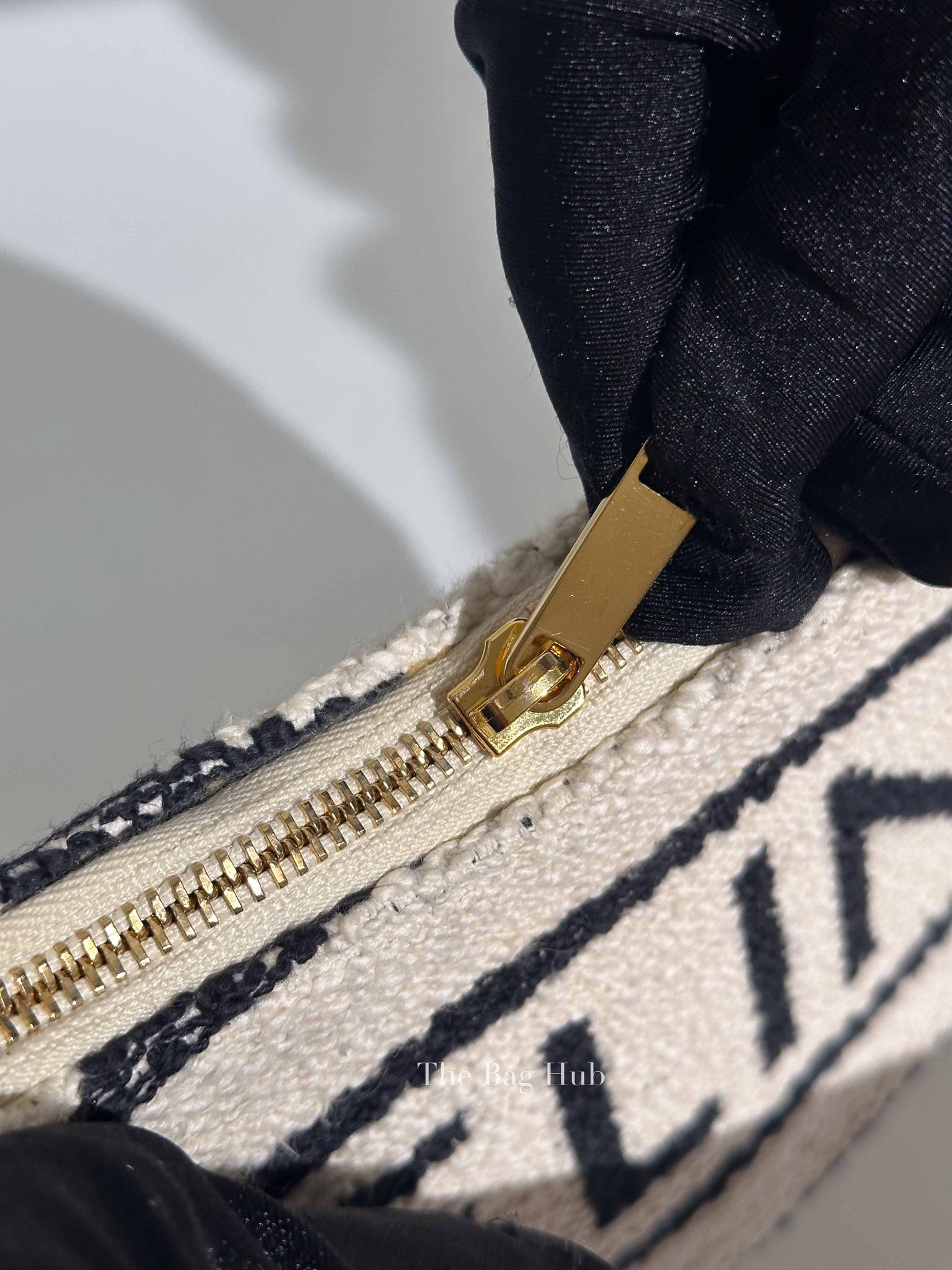 Celine White Black Textile Medium Ava Shoulder Bag