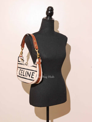 Celine White Black Textile Medium Ava Shoulder Bag