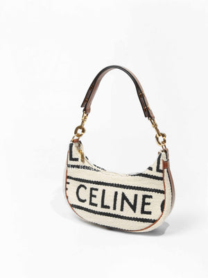 Celine White Black Textile Medium Ava Shoulder Bag