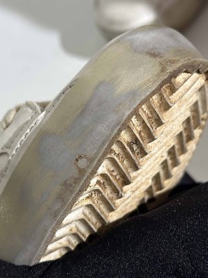 Golden Goose Metallic Gold with Metal Stud Lettering Super-Star Sneakers Size 37
