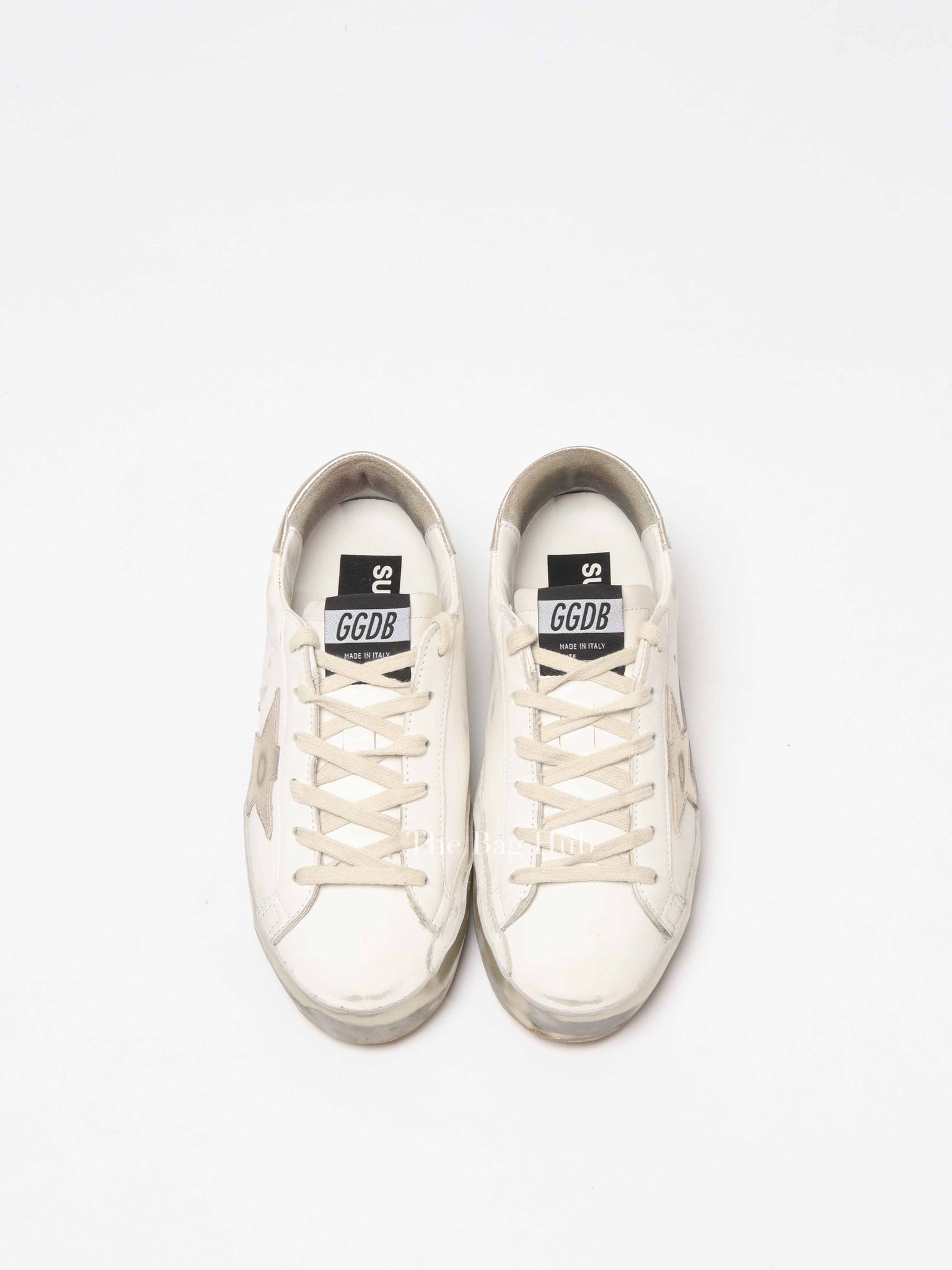 Golden Goose Metallic Gold with Metal Stud Lettering Super-Star Sneakers Size 37