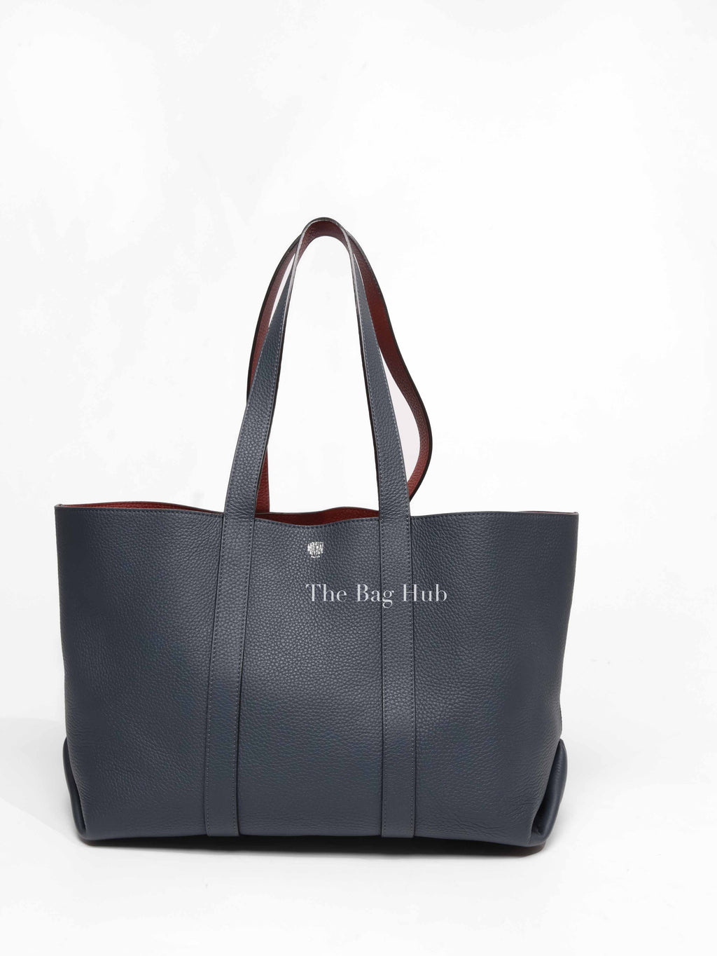 Moynat Navy/Maroon Leather Reversible Duo Tote Bag
