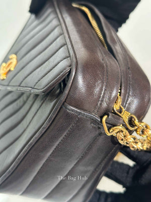 Chanel Brown Leather Chevron Tassel Camera Bag