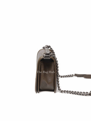 Chanel Khaki Olive Green Caviar Age Leather Cuba Classic Old Medium Le Boy Quilted Bag
