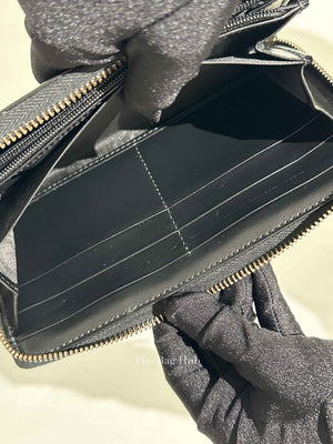 Gucci Black Calfskin Matelasse GG Marmont Zip Around Wallet