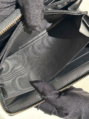 Gucci Black Calfskin Matelasse GG Marmont Zip Around Wallet