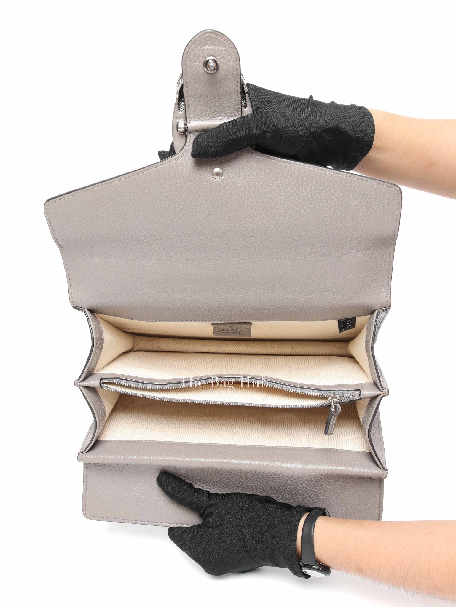 Gucci Dusty Grey Pebbled Calfskin Small Dionysus Shoulder Bag