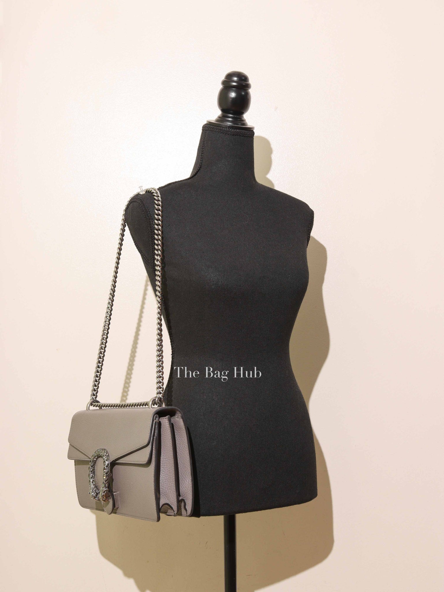 Gucci Dusty Grey Pebbled Calfskin Small Dionysus Shoulder Bag