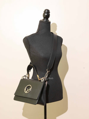 Fendi Black Leather Mini Kan I F Logo Shoulder Bag