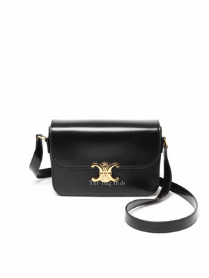 Celine Black Shiny Calfskin Medium Triomphe Shoulder Bag