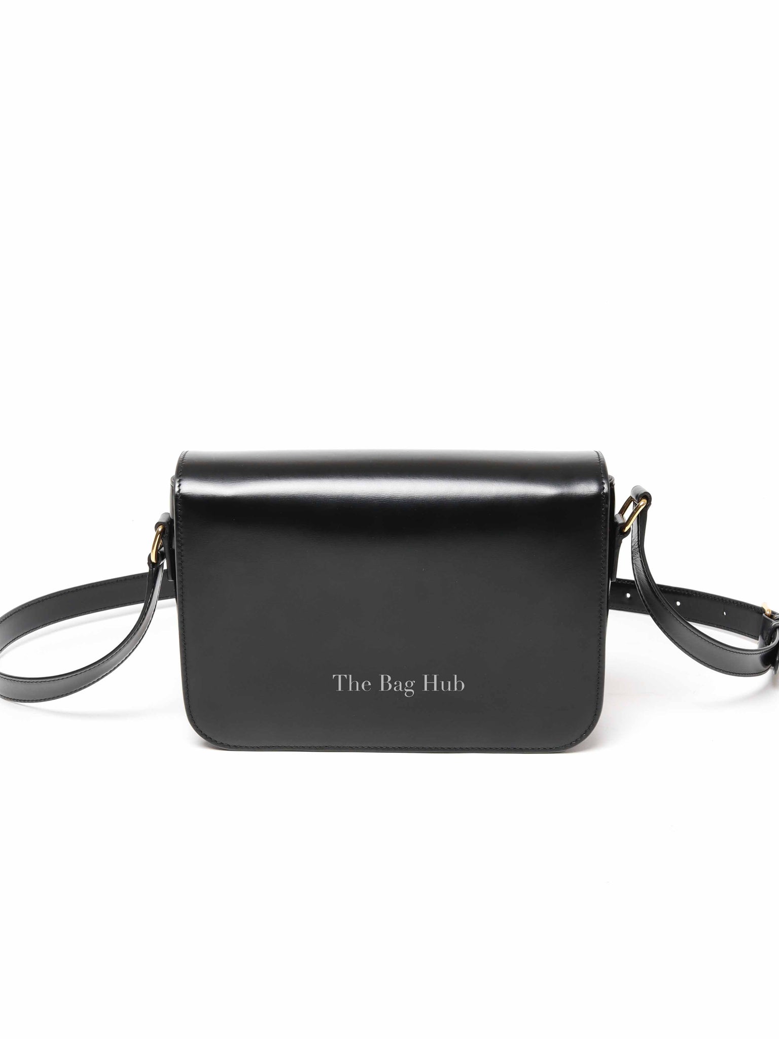 Celine Black Shiny Calfskin Medium Triomphe Shoulder Bag
