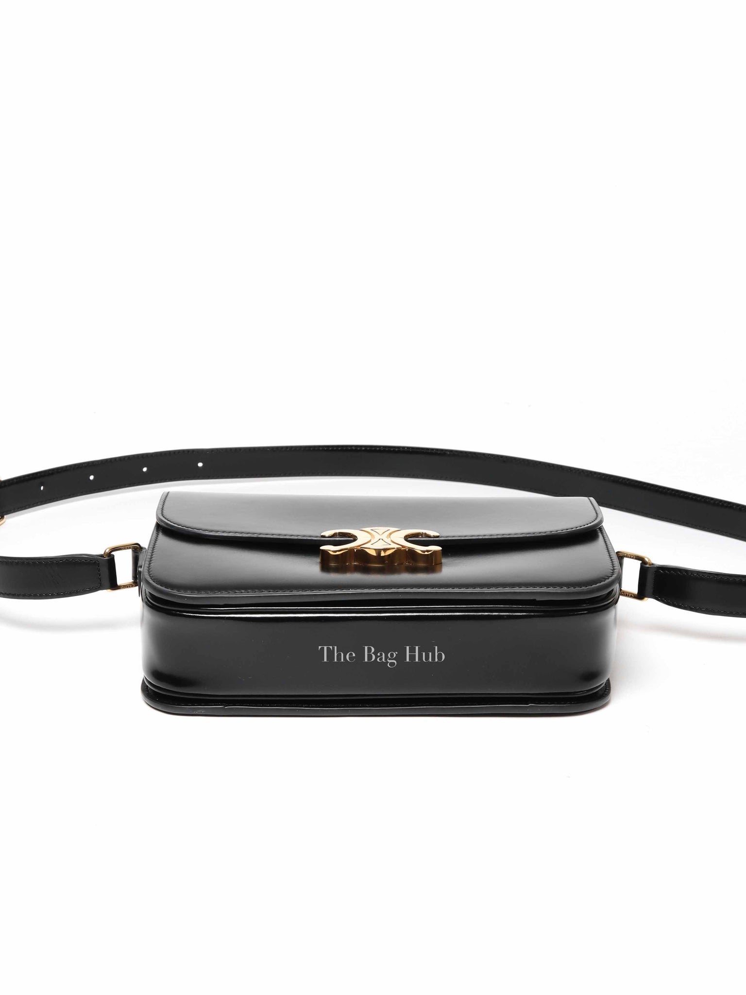 Celine Black Shiny Calfskin Medium Triomphe Shoulder Bag