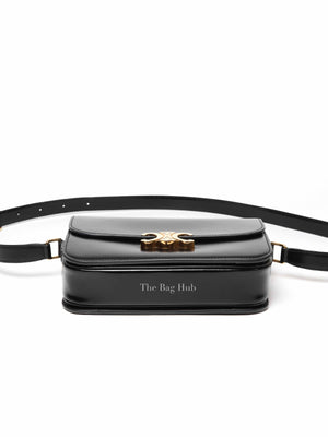 Celine Black Shiny Calfskin Medium Triomphe Shoulder Bag