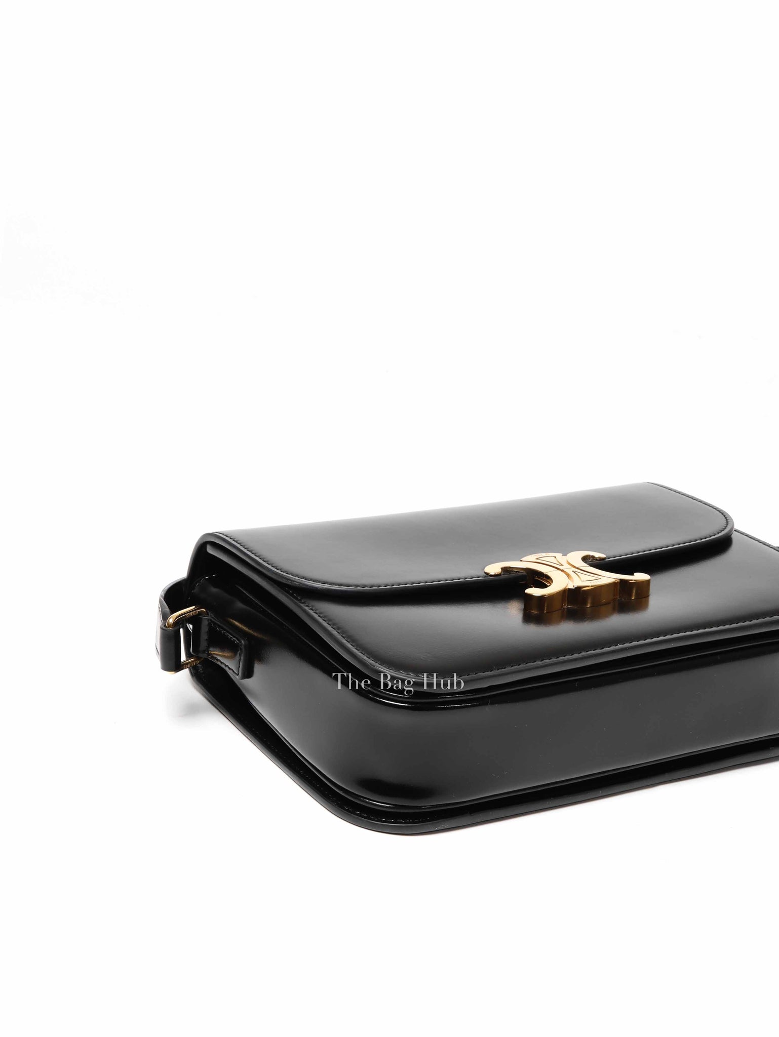 Celine Black Shiny Calfskin Medium Triomphe Shoulder Bag