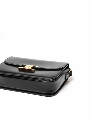Celine Black Shiny Calfskin Medium Triomphe Shoulder Bag