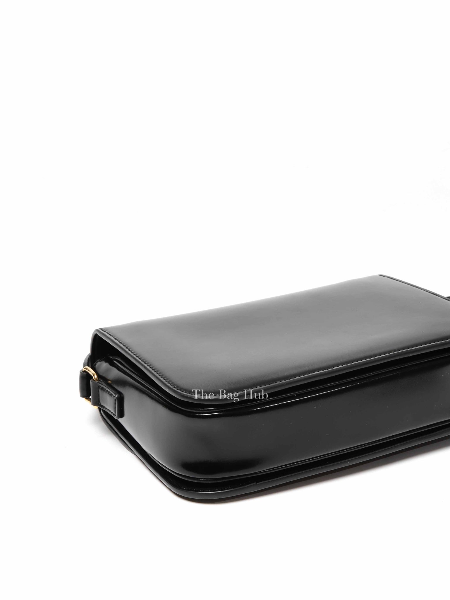 Celine Black Shiny Calfskin Medium Triomphe Shoulder Bag