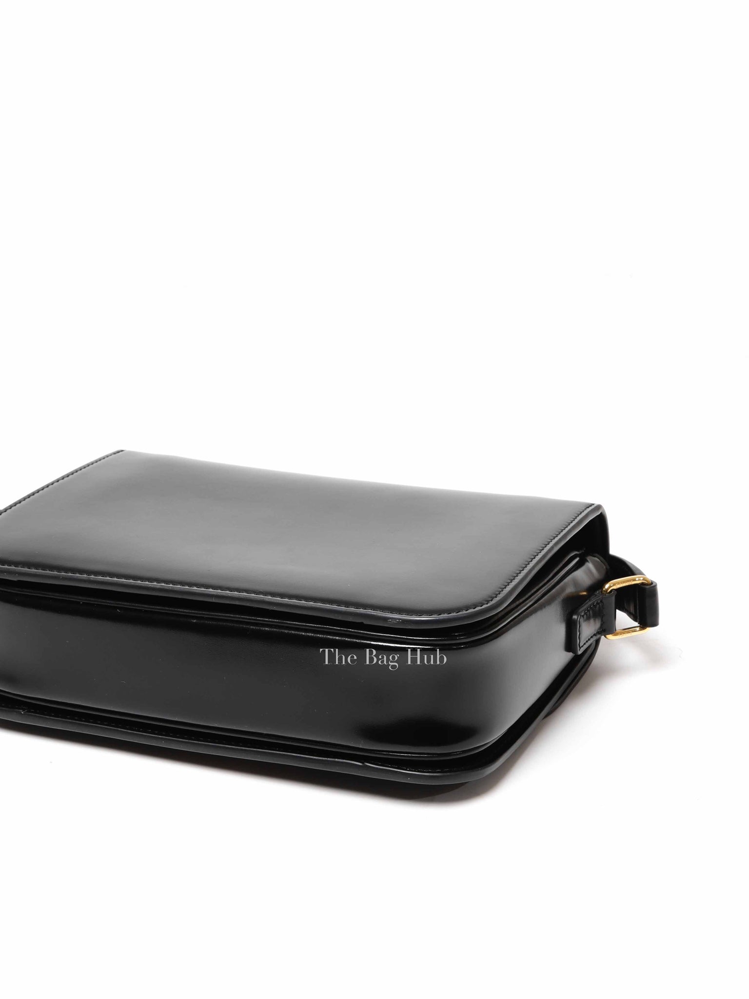 Celine Black Shiny Calfskin Medium Triomphe Shoulder Bag