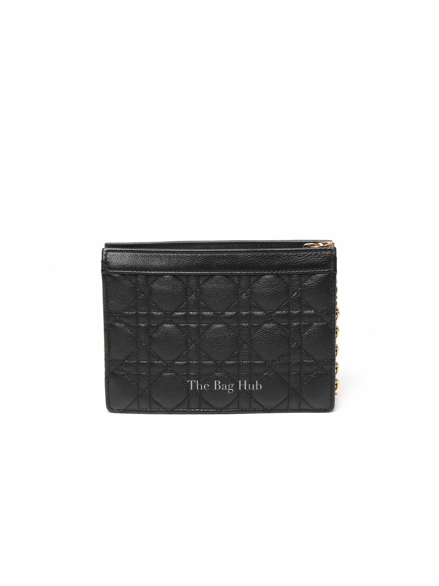 Dior Black Cannage Leather Caro Zipped Chain Pouch