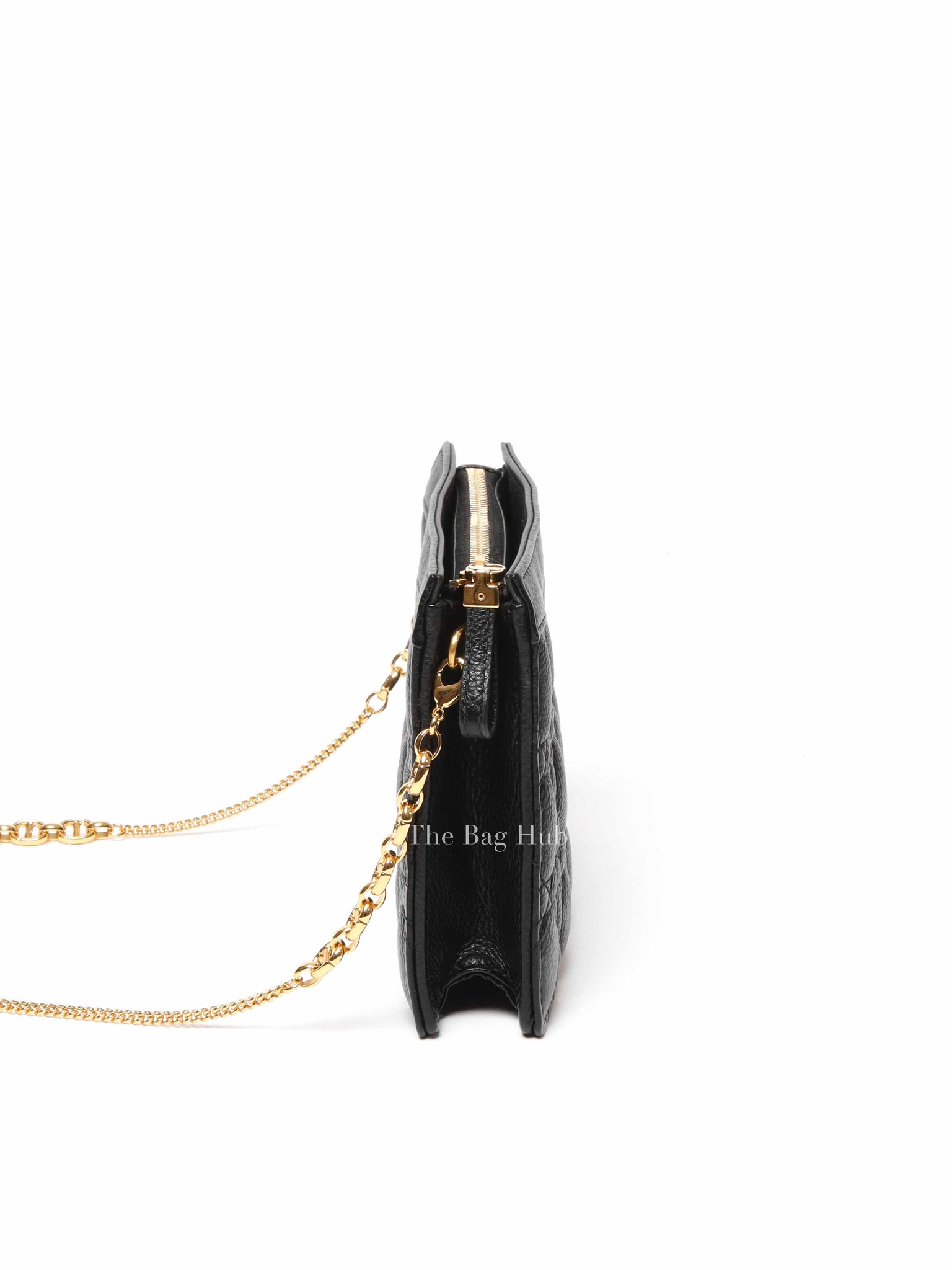 Dior Black Cannage Leather Caro Zipped Chain Pouch
